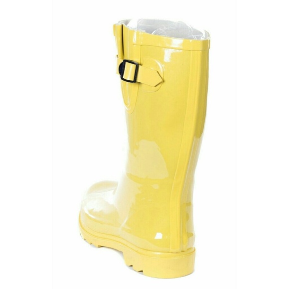 Women Mid Calf Rain Boots,  #1602, Yellow - Picture 3 of 4